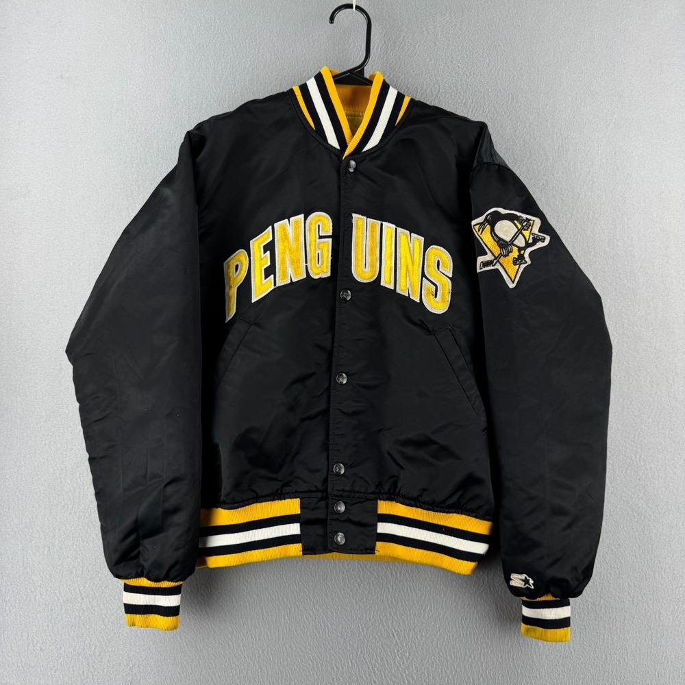 Vintage Pittsburgh Penguins Jacket Mens Medium 80s 90s Starter Bomber Hockey USA - Picture 1 of 16